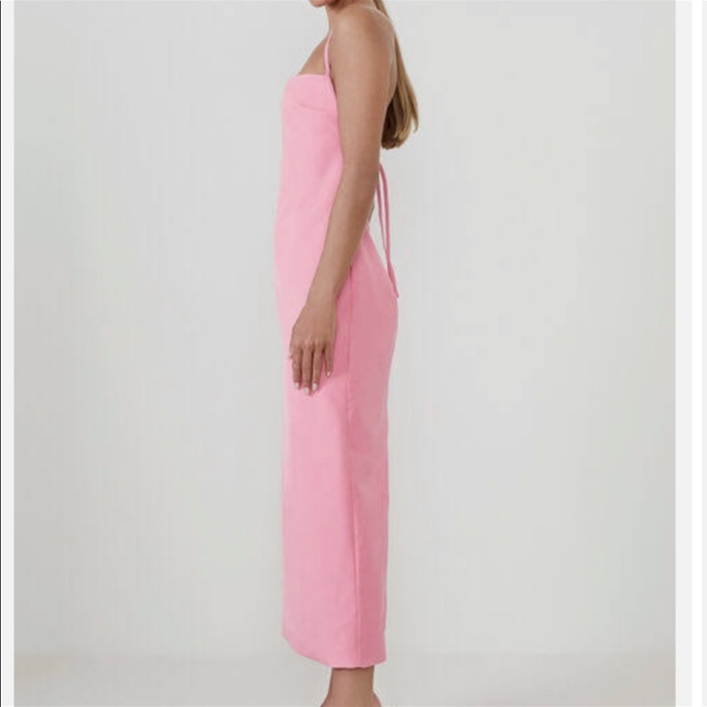 BARDOT JILLIAN BACK DETAIL MIDI DRESS PINK SORBET - Picture 2 of 3
